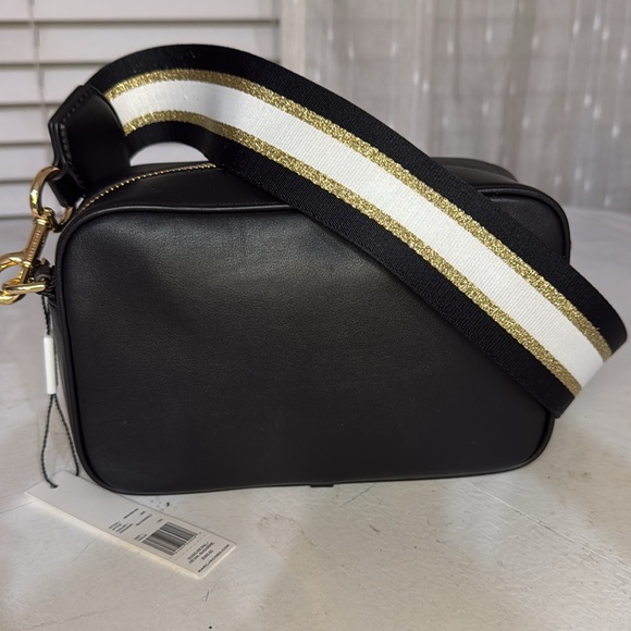 $395 MARC JACOBS Black Flash Leather Crossbody Bag w extra Gold Chain Strap - Picture 8 of 15